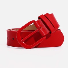 Ремень женский, ширина 3.5 см, винт, пряжка металл, цвет красный NO Brand