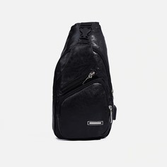 Сумка-слинг на молнии, 3 наружных кармана, usb, цвет черный NO Brand