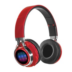 Наушники luazon rx-1, беспроводные, накладные, bt 4.2, 250 мач, led, fm, microsd, красные