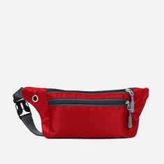 Поясная сумка на молнии, наружный карман, разъем для usb, цвет красный NO Brand