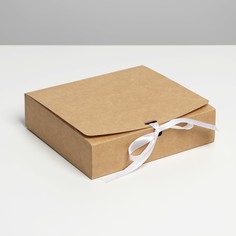 Коробка подарочная складная крафтовая, упаковка, 19.5 х 17.5 х 4.8 см Дарите Счастье