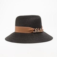 Шляпа женская с цепочкой minaku цвет черный, р-р 58