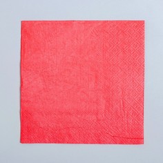 Салфетки бумажные, однотонные, 25х25 см, набор 20 шт., цвет красный Страна Карнавалия