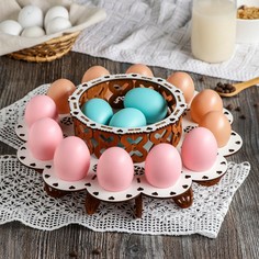 Подставка для кулича и яиц пасхальная, 12 ячеек, 29×29×10 см Доляна