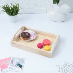 Поднос деревянный для завтрака прямой №1, массив, 30х20х7см Дарим Красиво