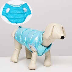 Куртка для собак двухсторонняя с утяжкой размер 14 (дс 32 см, ог 42 см, ош 31 см), голубая NO Brand