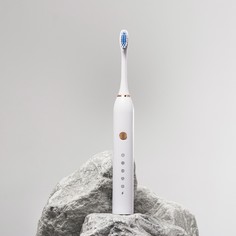 Электрическая зубная щетка luazon lp-005, вибрационная, 2 насадки, от акб, белая