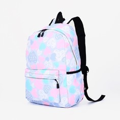 Рюкзак школьный из текстиля на молнии, наружный карман, цвет сиреневый/розовый NO Brand