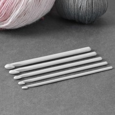 Набор крючков для вязания, d = 4-8 мм, 5 шт, цвет белый NO Brand