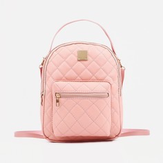 Мини-рюкзак из искусственной кожи на молнии, 1 карман, цвет розовый NO Brand
