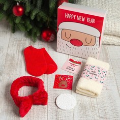 Подарочный набор новогодний этель happy new year полотенце 30х60см и аксессуары (3 предм)