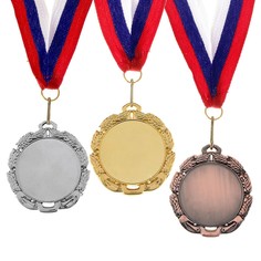 Медаль под нанесение 009 диам 7 см. цвет зол. с лентой Командор