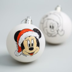 Новогоднее елочное украшение под раскраску микки маус, набор 2 шт, размер шара 5,5 см Disney