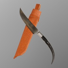 Нож пчак шархон - чирчик, сайгак изогнутый, гарда олово гравировка. шх-15 (11-12 см) Shafran