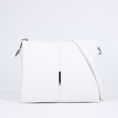 Сумка кросс-боди на молнии, 2 наружных кармана, цвет белый NO Brand