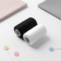 Набор ниток 40/2, 2 шт, 350 м, цвет черный/белый NO Brand