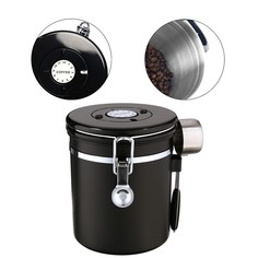 Герметичный контейнер для хранения молотого кофе и кофейных зерен, 1.5 л, 15х12 см, черный NO Brand