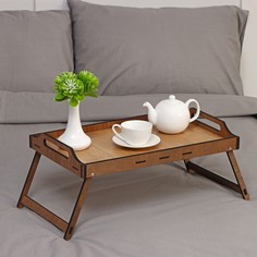 Столик-поднос для завтрака со складными ножками, 50×30×7,4 см, цвет коричневый NO Brand