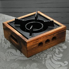 Подставка для подогрева блюд, 20×20×8 см, с деревянной подставкой NO Brand