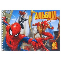 Альбом для рисования а4, 40 листов 100 г/м², на гребне, человек-паук Marvel