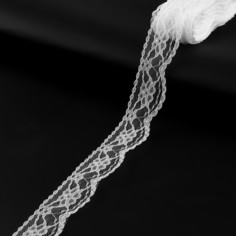 Кружево капроновое, 35 мм × 10 ± 1 м, цвет белый Арт Узор