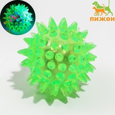 Мяч светящийся для животных малый, tpr, 4,5 см, зеленый Пижон