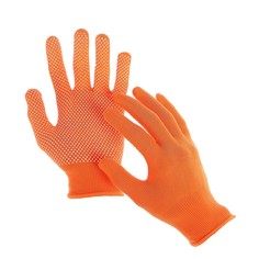 Перчатки, х/б с нейлоновой нитью, с пвх точками, размер 8, оранжевые, Greengo