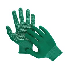 Перчатки, х/б, с нейлоновой нитью, с пвх точками, размер 8, зеленые, Greengo