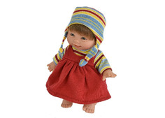 Куклы и одежда для кукол Lamagik S.L. Кукла Джестито Инфант в красном сарафане улыбается 18 см