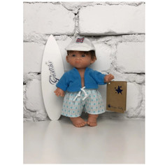 Куклы и одежда для кукол Lamagik S.L. Пупс Супер-мальчик в светлых шортах и голубой кофте 18 см