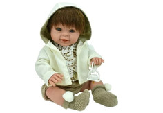 Куклы и одежда для кукол Lamagik S.L. Кукла-пупс Паула в белой кофте с капюшоном 45 см