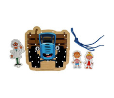 Деревянные игрушки Деревянная игрушка Буратино Шнуровка трактор и герои синий трактор 20х18 см