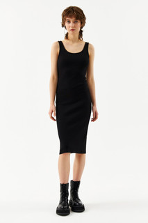 платье женское Платье-майка миди хлопковое облегающее в рубчик Befree