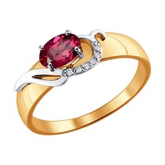 Кольцо SOKOLOV Diamonds из комбинированного золота с бриллиантами и рубином