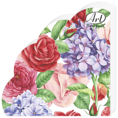 Салфетки с дизайном салфетки BOUQUET Цветы 32см 3-сл 12шт круглые в ассортименте
