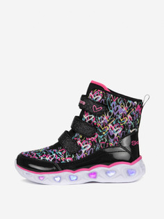 Сапоги утепленные для девочек Skechers Heart Lights, Черный