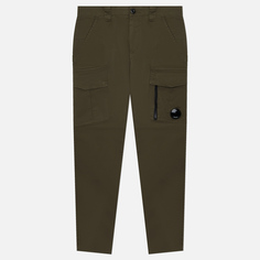 Мужские брюки C.P. Company Ergonomic Fit Stretch Sateen Cargo, цвет оливковый