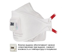 Защитная маска 3M Aura 9332+ Gen3 класс защиты FFP3 (до 50 ПДК) c клапаном 7100208915