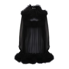 Шелковое платье с отделкой перьями Saint Laurent