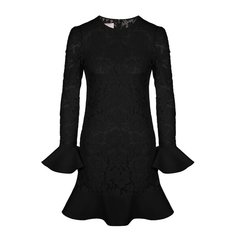Хлопковое кружевное мини-платье с оборкой Valentino