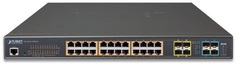 Коммутатор Planet GS-5220-24PL4XR L2+/L4 24-Port 10/100/1000T 802.3at PoE with 4 shared SFP + 4-Port 10G SFP+ Managed Switch, 600W
