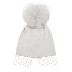 Шерстяная шапка с вуалью и помпоном Il Trenino