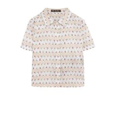 Льняная блуза прямого кроя с принтом Loro Piana