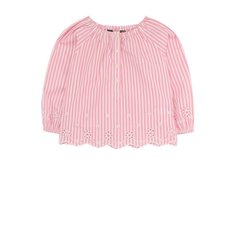 Хлопковая блуза свободного кроя с вышивкой и фестонами Polo Ralph Lauren