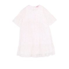 Хлопковое платье свободного кроя с прозрачной отделкой и вышивкой Il Gufo