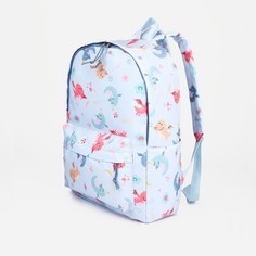 Рюкзак школьный из текстиля на молнии, наружный карман, цвет голубой NO Brand