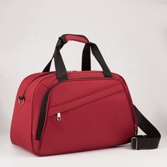 Сумка дорожная на молнии, 2 наружных кармана, держатель для чемодана, длинный ремень, цвет бордовый NO Brand