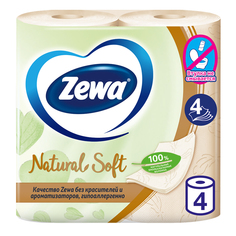 Бумага туалетная ZEWA Natural Soft 4-х слойная 4 шт