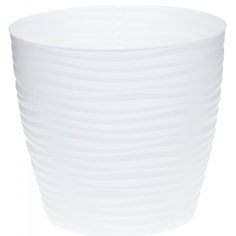 Горшок для цветов пластик, 5.5 л, 22х20 см, с поддоном, белый, Idea, Дюна, М 3070