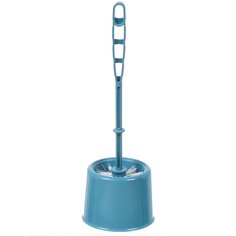 Ерш для туалета Idea, Классик, напольный, с крышкой, пластик, серо-голубой, М 5015